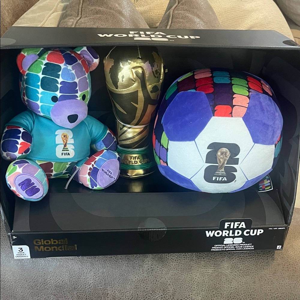 Multicolor Plush Bear and Soccer Ball Gift Set